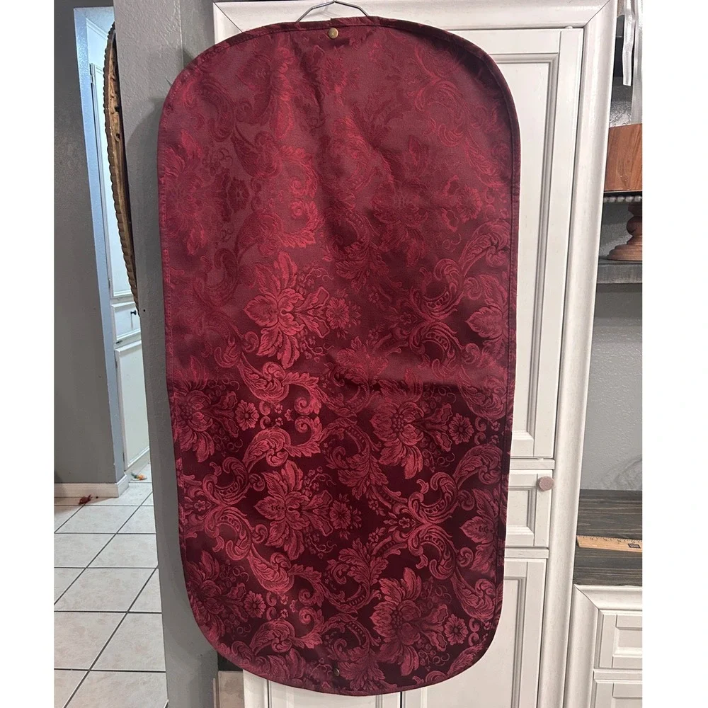 Vintage Garment Bag Dark Red Maroon‎ Zipper Front Thick Durable